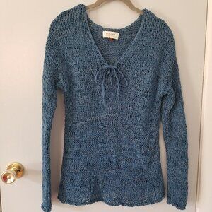 Sonoma ribbon crochet V-neck sweater L